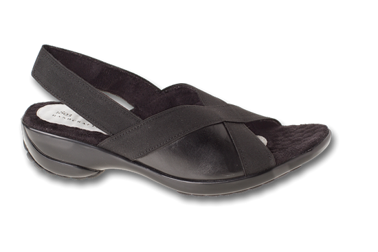 Aspen Black Leather Womens Sandal